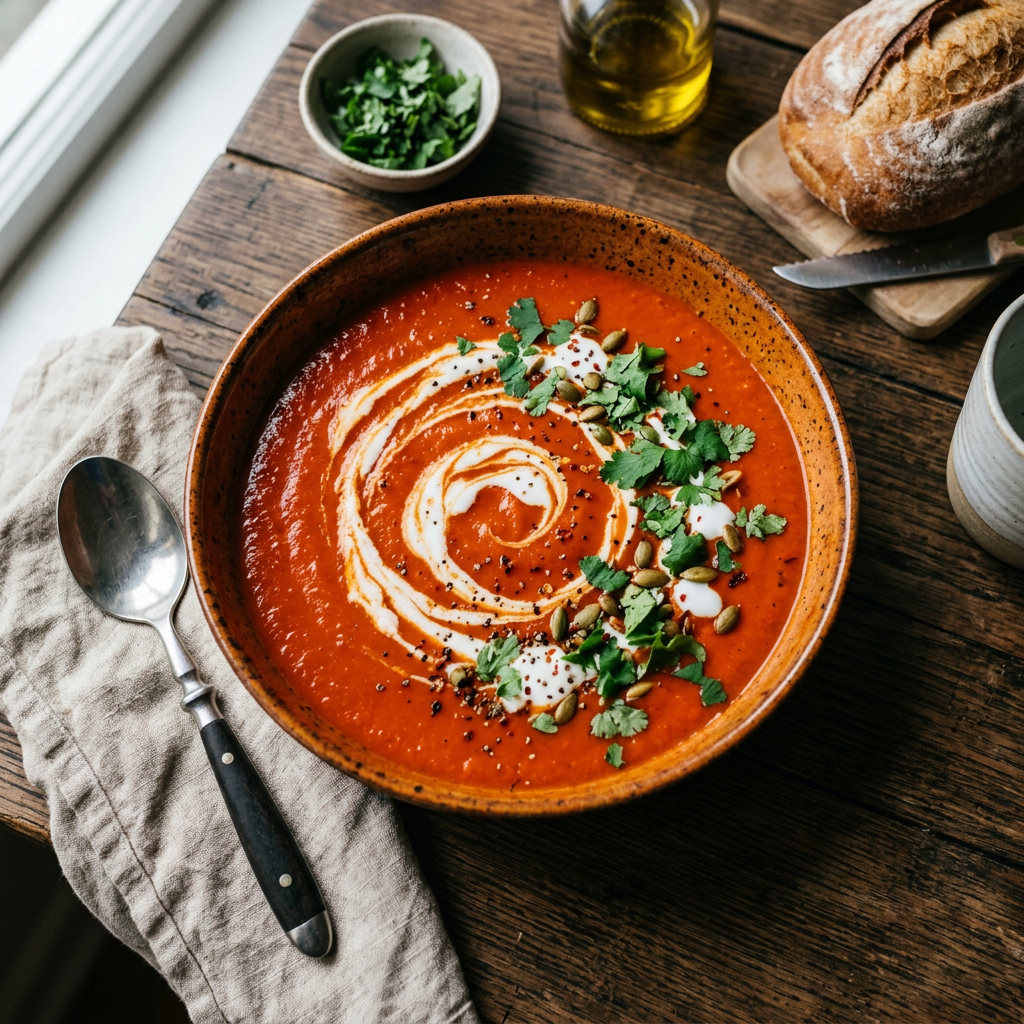 Sült kápia paprika krémleves kókusztejjel