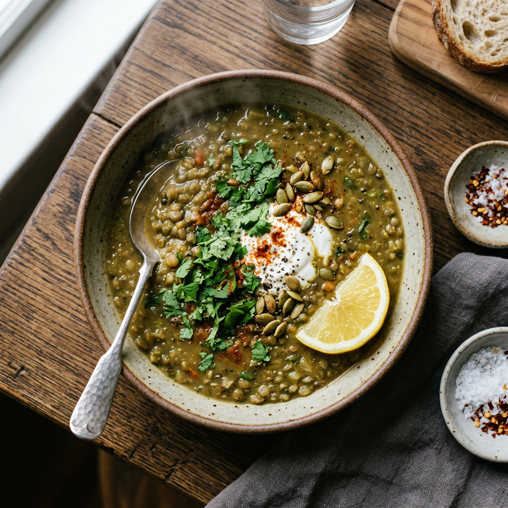 Cumin-Spiced Green Lentil Soup