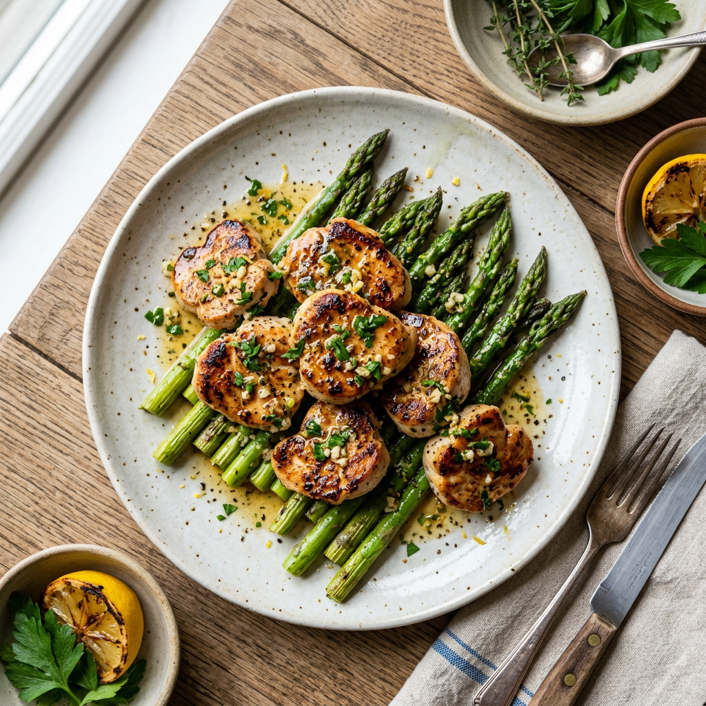 Lemon-Garlic Chicken & Asparagus Skillet