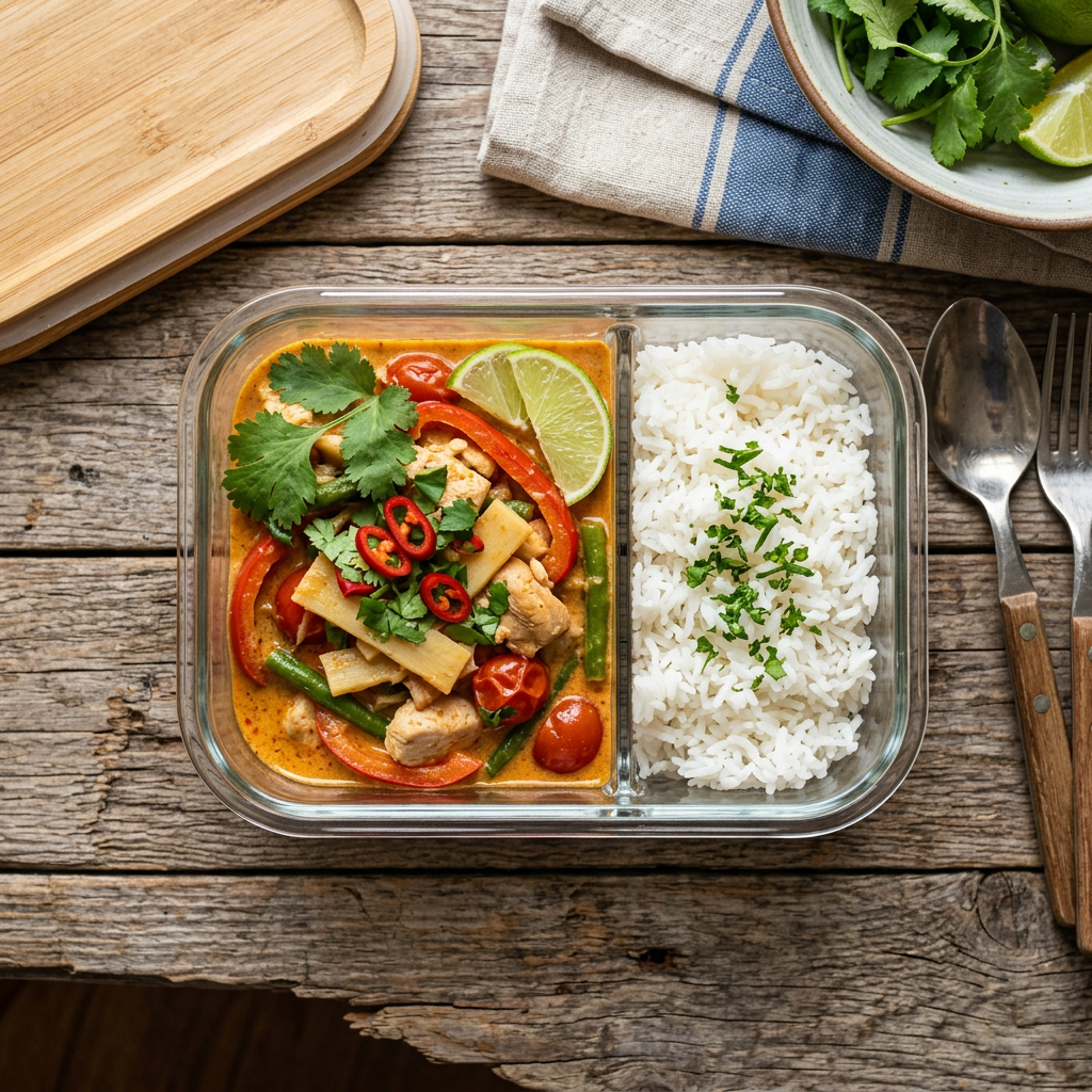 Thai vörös csirke-curry jázminrizzsel (Mentes változat)