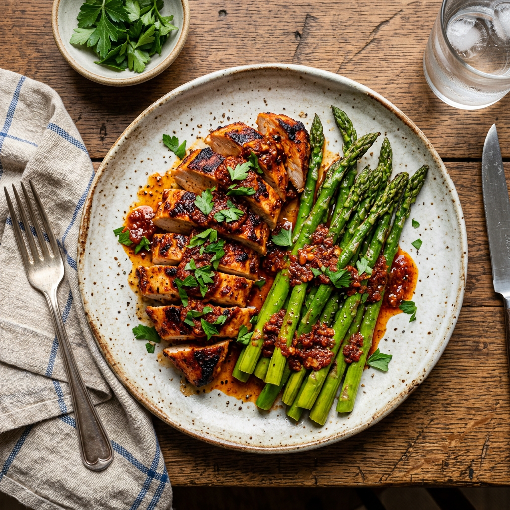 Paprika Chicken & Asparagus Skillet