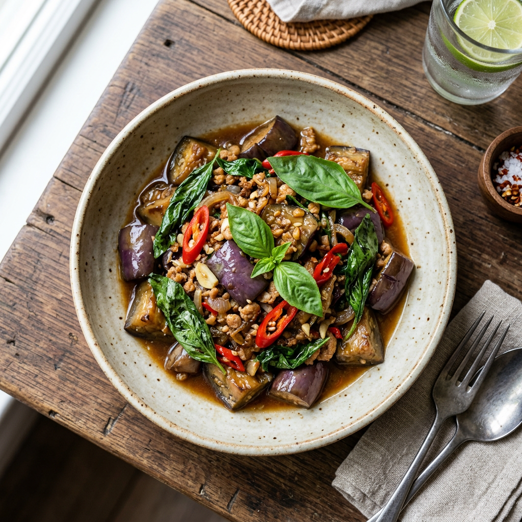 Basil and Ginger Glazed Eggplant