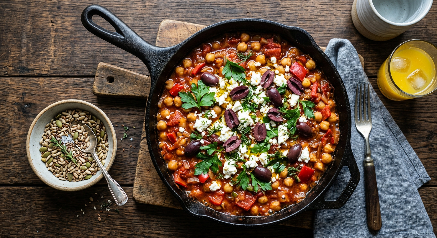 Görögös csicseriborsó-ragu (Mentes brunch)