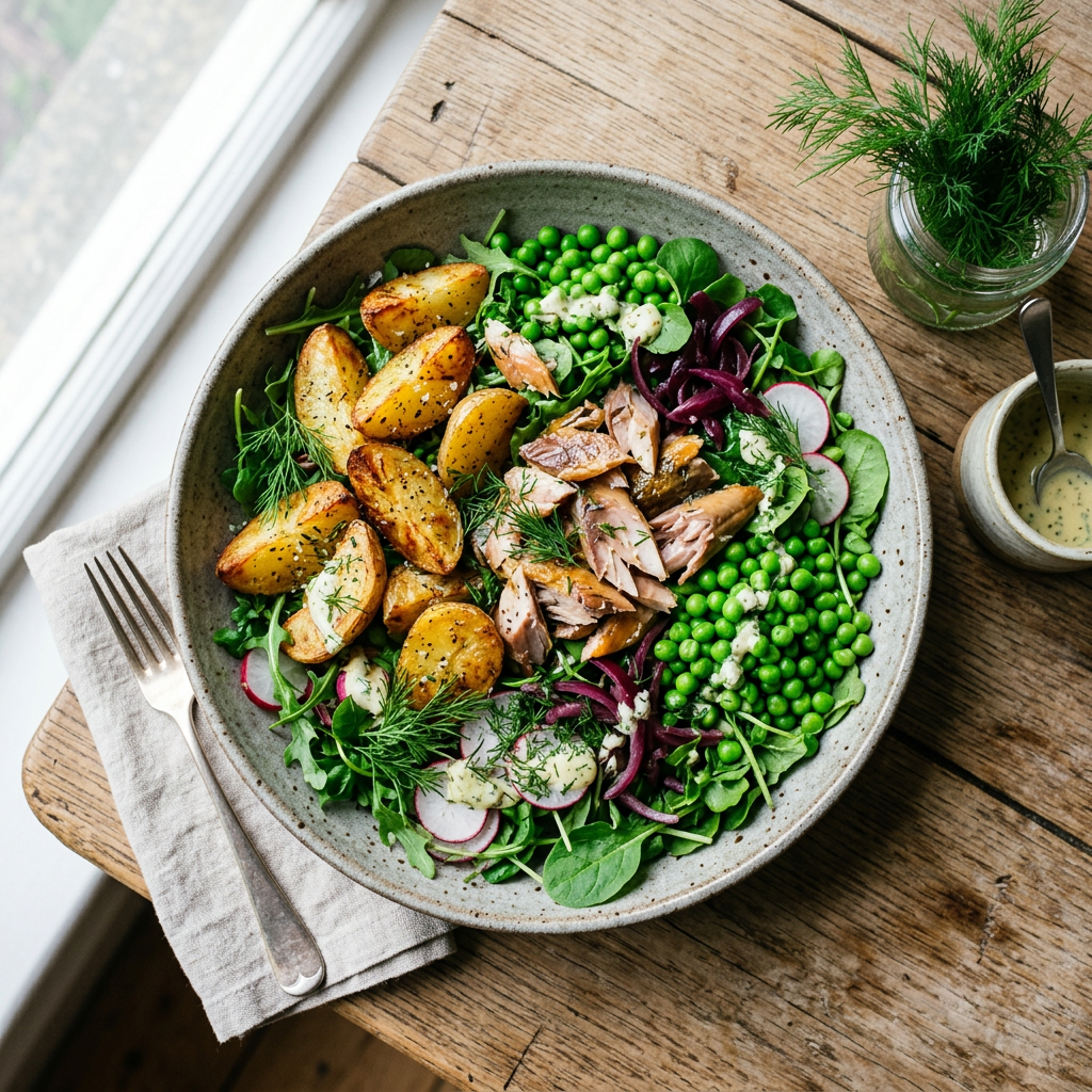 Warm Roasted Potato & Smoked Mackerel Salad