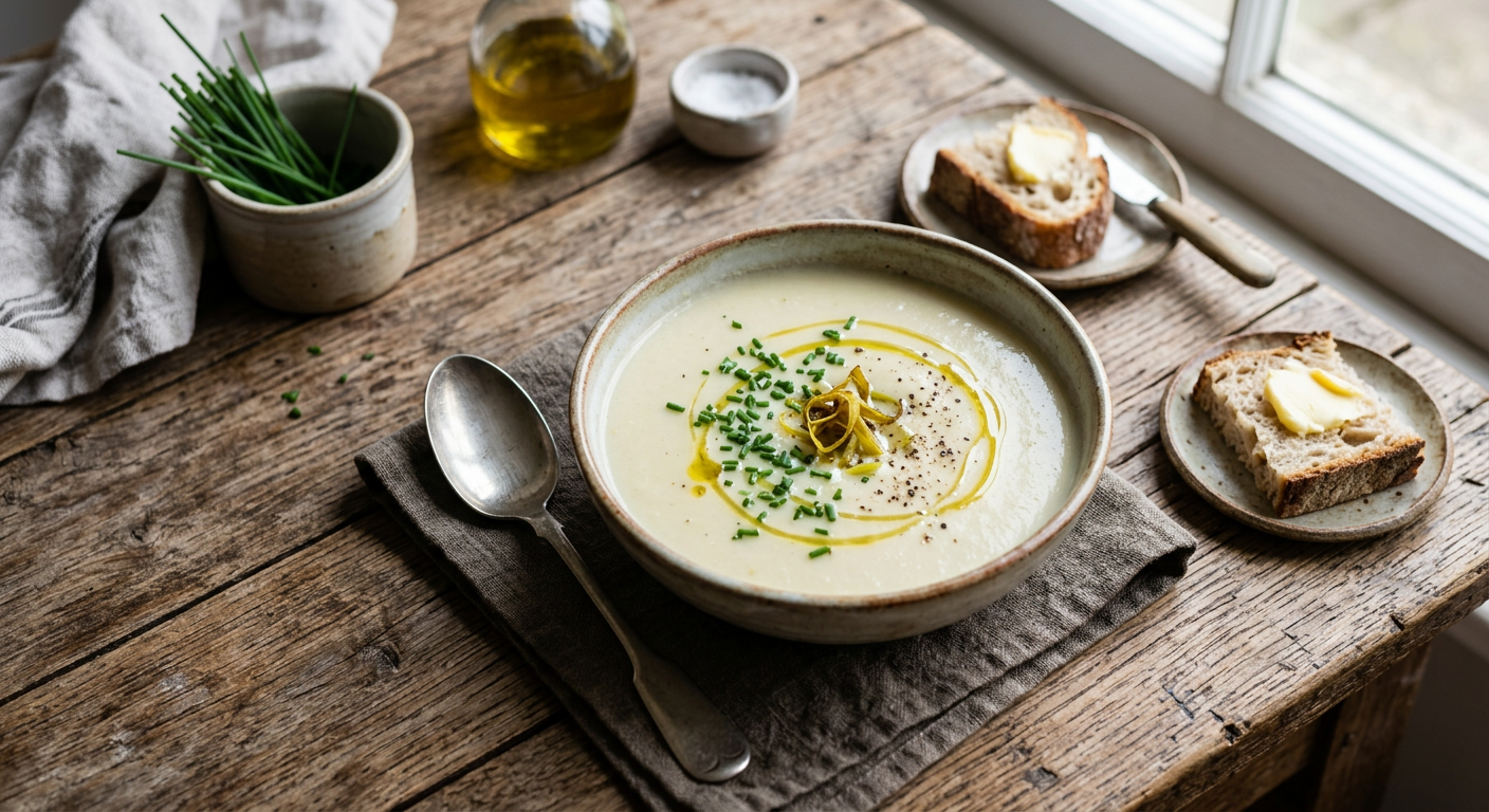 Creamy French Potato and Leek Soup (Potage Parmentier)