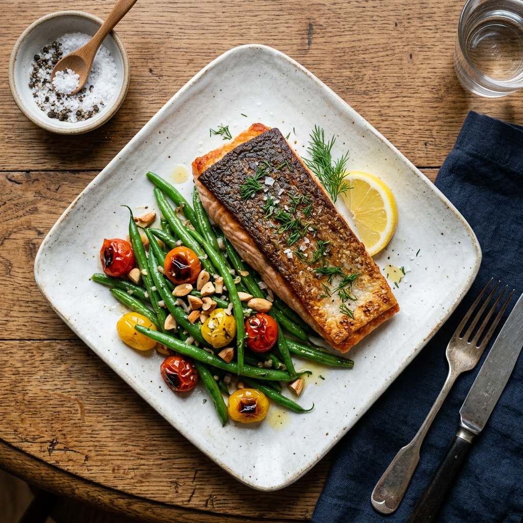 French Pan-Seared Salmon & Haricots Verts