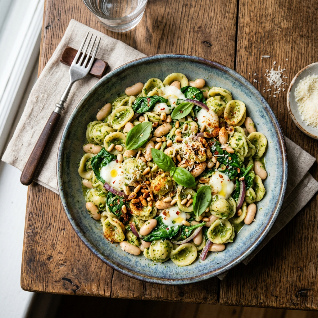 Moroccan-Spiced Pesto & White Bean Pasta